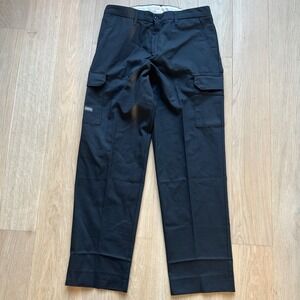UniFirst SofTwill Cargo Pants Mens 34x32 Black Work Utility Trousers Workwear